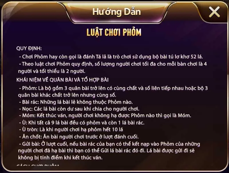 Quy tắc chơi Phỏm - Tá Lả